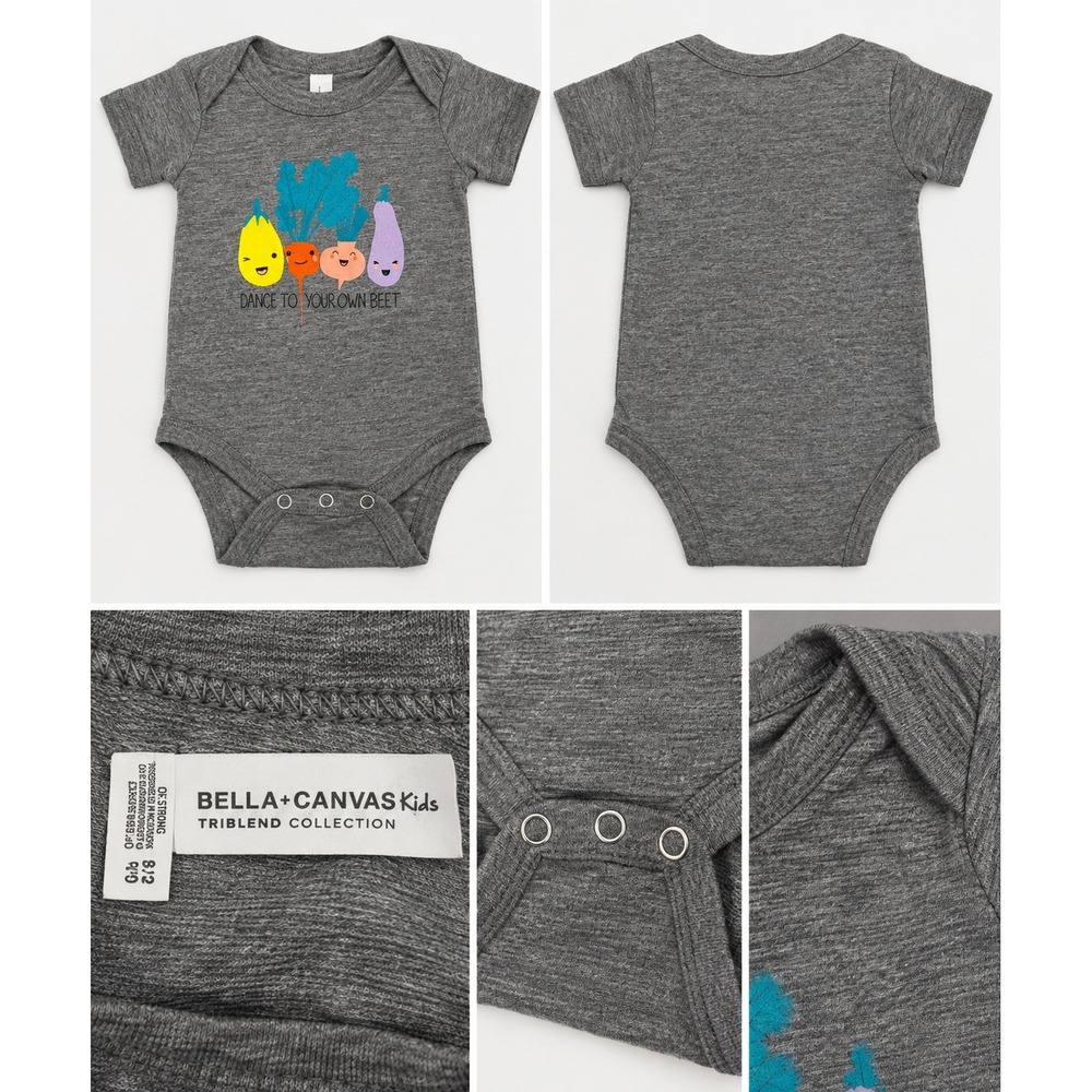 Bella + Canvas Bodysuit Kids 6-12M Gray Minimalist Casual Chic Beet Graphic